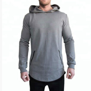 mens streetwear fleece longline gym hoodie - Image 3