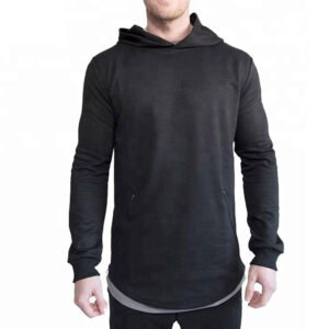 mens streetwear fleece longline gym hoodie - Image 4