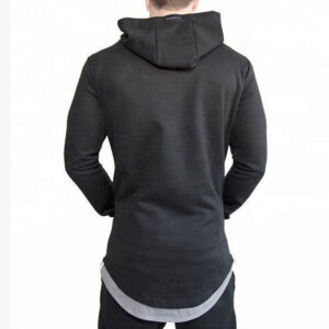 mens streetwear fleece longline gym hoodie - Image 5
