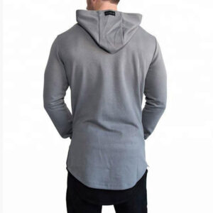 mens streetwear fleece longline gym hoodie - Image 2