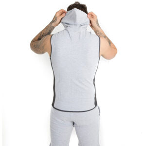 mens zipper up sleeveless hoodie training gym active wear - Image 2