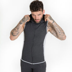 mens zipper up sleeveless hoodie training gym active wear - Image 3