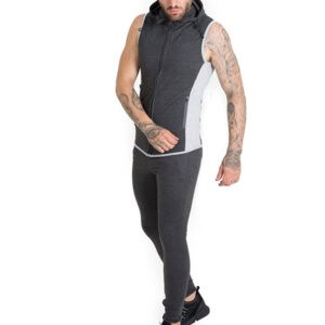 mens zipper up sleeveless hoodie training gym active wear - Image 4
