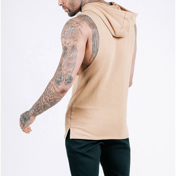 wholesale sleeveless streetwear hoodie plain hoodies for men - Image 2