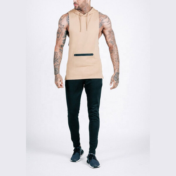 wholesale sleeveless streetwear hoodie plain hoodies for men - Image 4