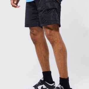 black cargo nylon shorts