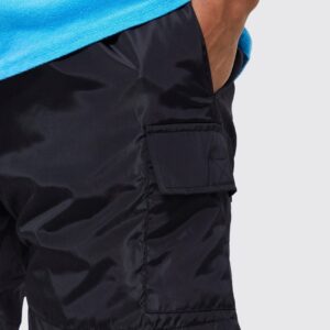 black cargo nylon shorts