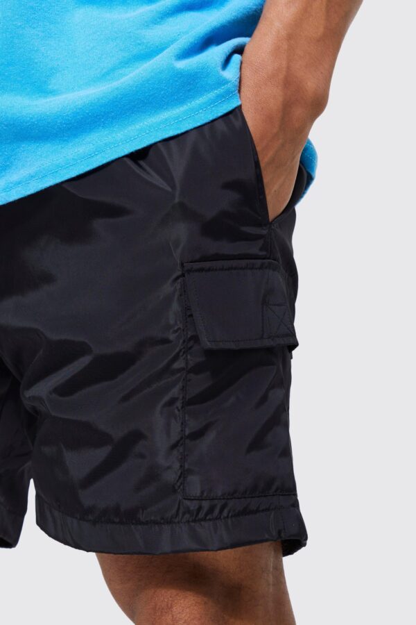 black cargo nylon shorts