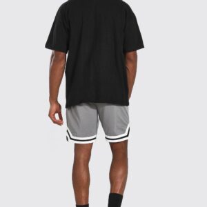 Charcoal Mesh Basketball Shorts With Tape