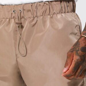 Beige Elastic Waist Nylon Shorts, Men's Beige Shorts, Elastic Waist Toggle Shorts, Relaxed Fit Shorts, Breathable Nylon Shorts, Casual Shorts for Men, Outdoor Shorts, Travel Shorts, Manufacturer of Men's Shorts, USA, Canada, Europe,Men's Beige Elastic Waist Toggle Nylon Shorts