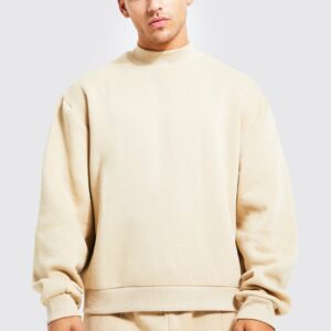 Boxy Fit Mock Neck Sweatshirt Fleece Tracksuit