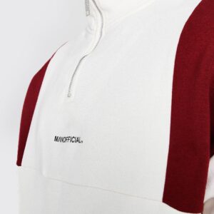 Custom Made White Colour Block Half-Zip Tracksuit for Men