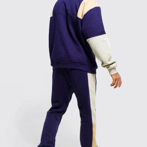 Personalized Colour Block Half-Zip Tracksuit for Men
