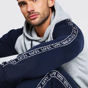 Custom Colour Block Hooded Tape Tracksuit for Men