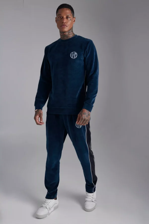 Custom Velour Tracksuit with Side Panel Sweatshirt