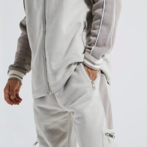 Premium Quality Cargo Style Pants & Funnel Neck Zipper Jacket Custom Made Tracksuit for Men
