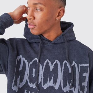 Oversized Acid Wash Graphic Pullover Hoodie - Image 3