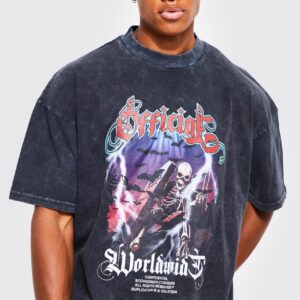 Oversized Acid Wash Graphic T-shirt - Image 2