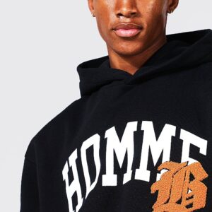 Oversized Custom Embroidery & Chenille Applique Varsity Hoodie - Image 4
