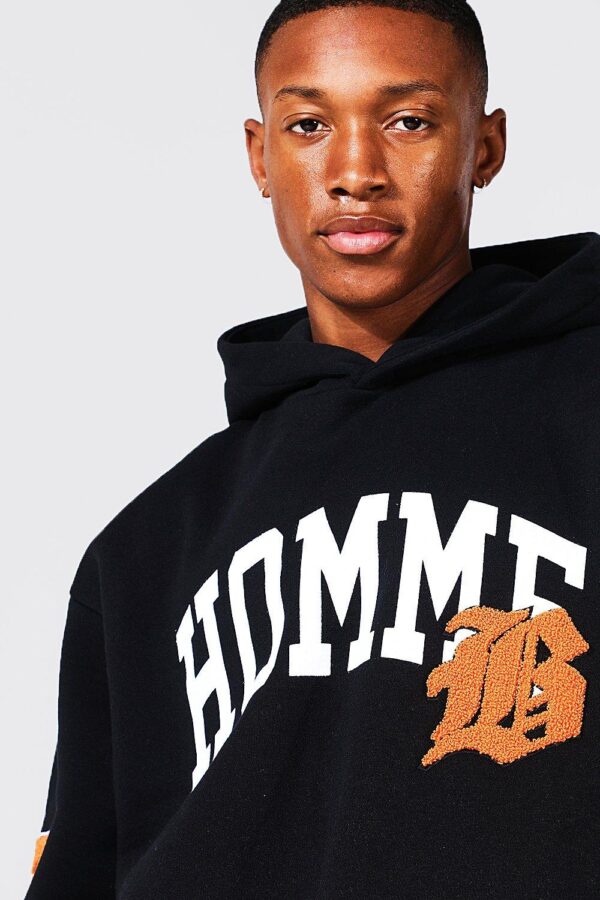 Oversized Custom Embroidery & Chenille Applique Varsity Hoodie - Image 4