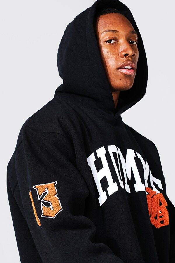 Oversized Custom Embroidery & Chenille Applique Varsity Hoodie - Image 2
