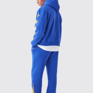 Oversized Varsity Printed Pullover Blue Hoodie - Image 2