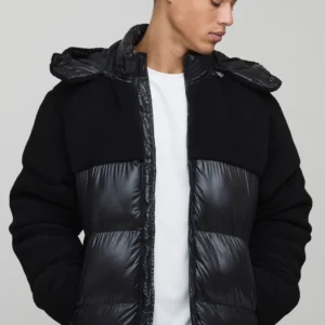 Fleece and High Shine Hooded Regular Fit Puffer Jacket— Premium Streetwear for Your Brand