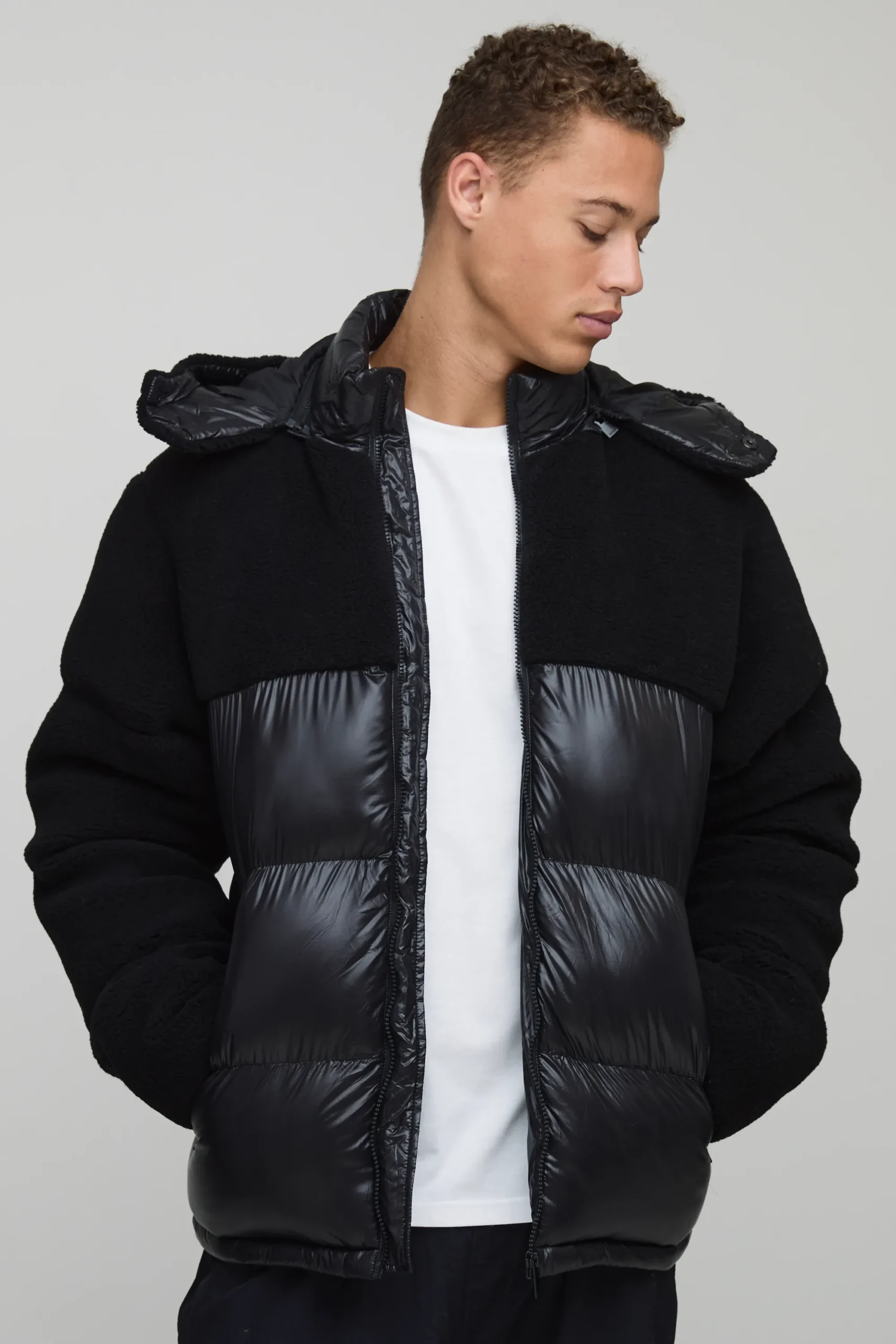 Fleece and High Shine Hooded Regular Fit Puffer Jacket— Premium Streetwear for Your Brand