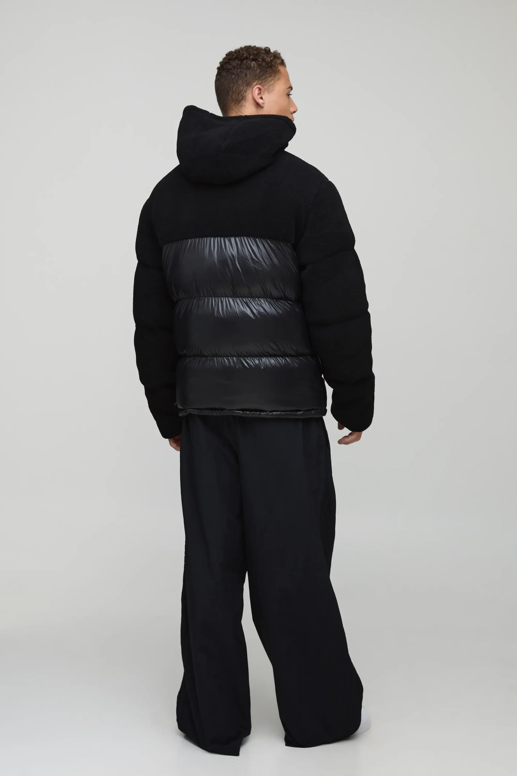 Custom Clothing Manufacturer Fleece and High Shine Hooded Regular Fit Puffer Jacket— Premium Streetwear for Your Brand