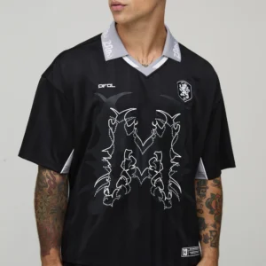 Collared Men's Streetwear Football Jersey – Custom Dropshoulder Top